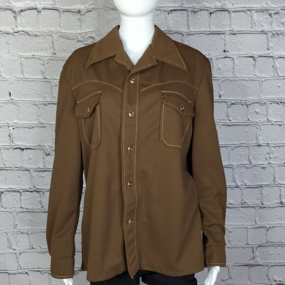Days Sportwear Vintage Brown Point Collar Button Up, Women's Medium - Picture 2 of 9